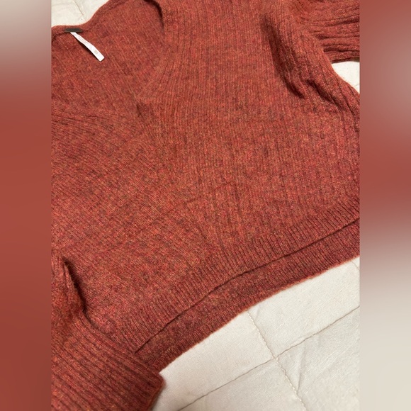 Free People ELIAS Cashmere V Neck Sweater - Cinnamon (Burnt Orange) XS - Picture 13 of 13